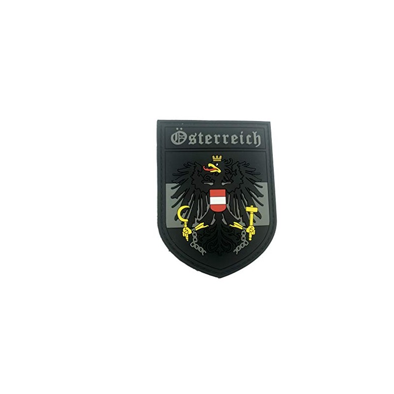 Austrian Crest Black Grey Airsoft Velcro PVC Patch