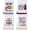 Set of 4 Funny Kitchen Towels, Cute Decorative Dish Towels