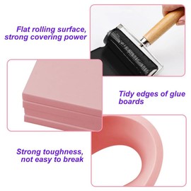 Rubber Block Stamp Pink Rubber Carving Linoleum Blocks for Printmaking and More Crafts 6PCS