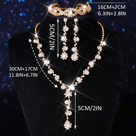 Zoestar Bridal Rhinestone Necklace Earrings Baracelet Sparkling Crystal Formal Costume Jewellery Set for Women, One size, /, No Gemstone