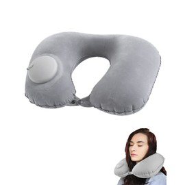 YFFSFDC Neck Pillow, U Shaped Pillow, Portable Pillow, Neck Pillow, Manual Press Inflatable, Travel Air Pillow, Air Pillow, Airplane, Travel Pillow, Lightweight, Convenient (Gray)