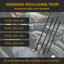 Dasbecan 4Pcs Weatherstrip Window Seal Car Window Moulding Trim Compatible with Honda Civic 2006-2011 Replaces#72450-SNA-A01 72410-SNA-A01 72950-SNA-A01 72910-SNA-A01