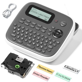 Label Maker Machine with Tapes, Label Makers, Label Maker Waterproof-Labels, Labeler Machine with-Tape 12mm 0.47 Laminated White, D210s Inkless Portable Labeling Machine for Home School Office