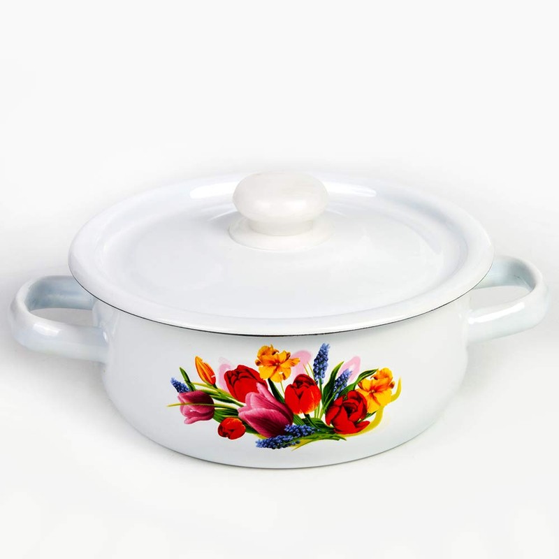 Enamel Stock Pot Spring Bouquet Enamel Cooking Pot Enameled Pot