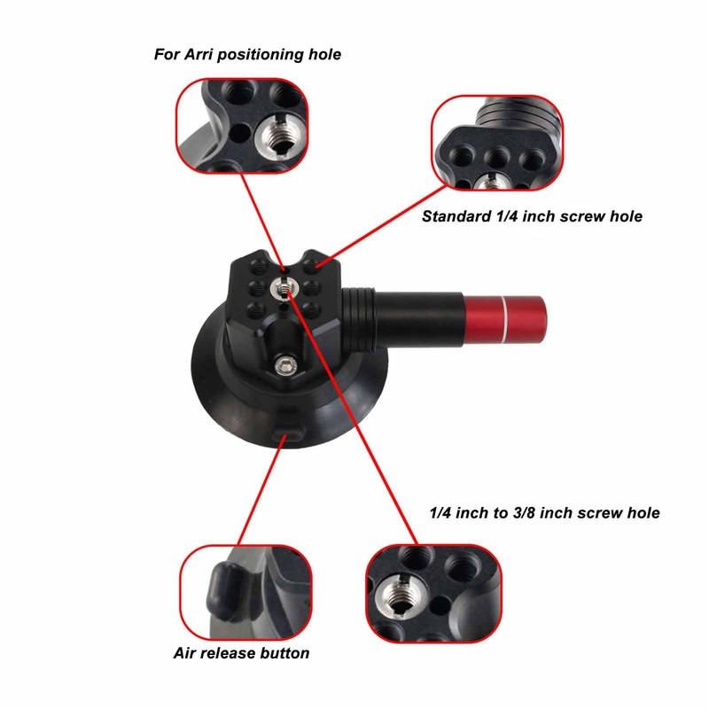 Fockety Hand Pump Vacuum Suction Cup, Car Phone Action Camera