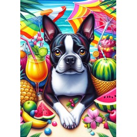Boston Terrier- Best of Breed DCR Summer Garden Flag 12" x 17"