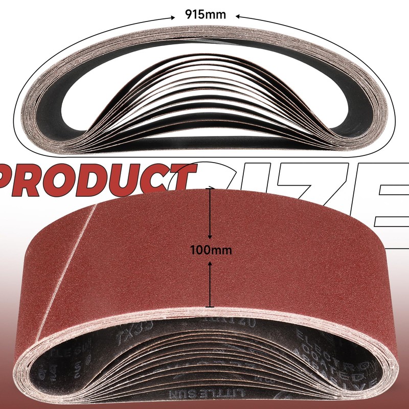 STEBRUAM Pack of 12 Sanding Belts 100 x 610 Grit