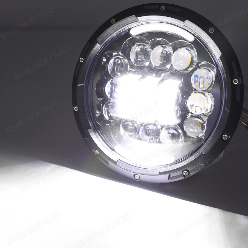 SHENKENUO For Hummer H2 2003-2009 Pair 7" inch Round LED