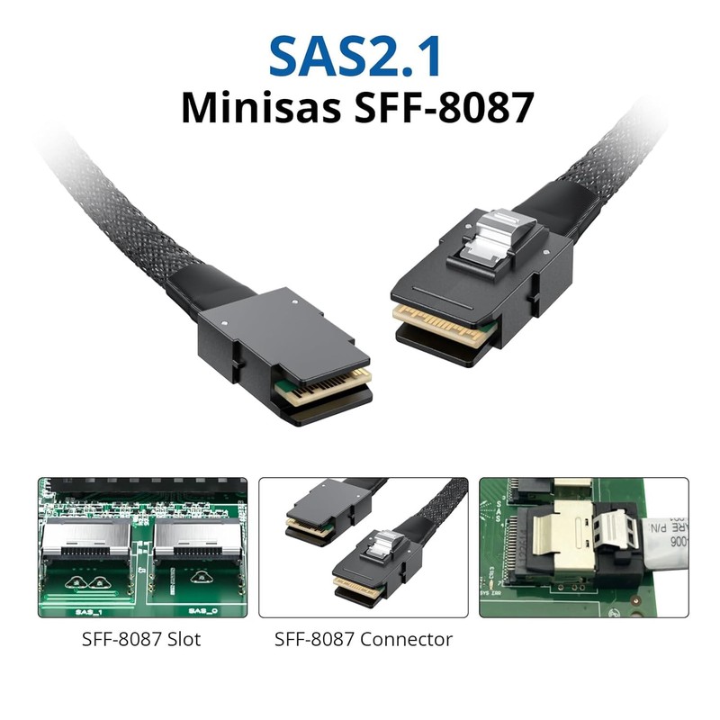 ipolex Internal Mini SAS SFF-8087 to SFF-8087 Cable, 0.8 m