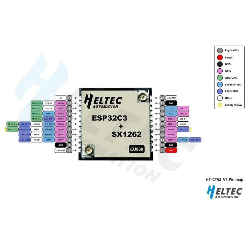 Heltec HT-CT62 LoRa/LoRaWAN Node Module with SX1262 ESP32-C3FN4 and Integrates
