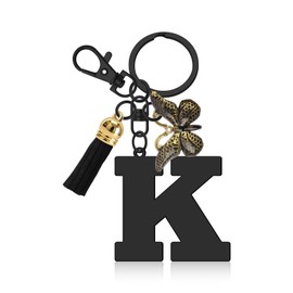 Initial Letter Keychains, Letter A-Z Keychain with Tassel Butterfly, Initial Keyring Gifts for Women Cute Butterfly Tassel Keychain Letter Initials Keyring for Purse Backpacks Handbags(Letter K)