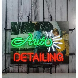 Auto Detailing Shop Neon Signs,Neon Light for Office Cafe Party Man Cave Neon Light Art Wall Lights 24 X 20 Inches