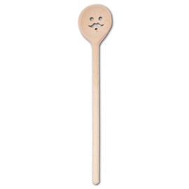 Hofmeister Holzwaren Wooden Spoon or Spatula (Round Cooking Spoon/Face with Moustache)