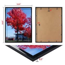 18x24 Picture Frame Black Set of 2, Display Posters 18x24 Inch Poster Frame, Display Pictures 18x24 Rectangular Poster Picture Frame,Black,2 Pack