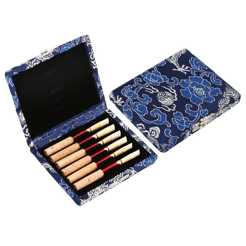 Wooden Silk Cloth Cover Reed Case Holder Storage Box for