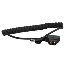 KONDOR Blue | D-Tap to DC Right Angle Coiled Cable (5.5 x 2.5mm) Compatible with Canon C70 & Atamos | 16"-32", Righ-Angle, Ultra-Durable, & Nylon Braided with Reinforced Connectors | Black