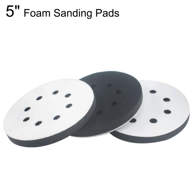 JUNLIXN 3 Pcs 5" Foam Sanding Pads + 2 Pcs
