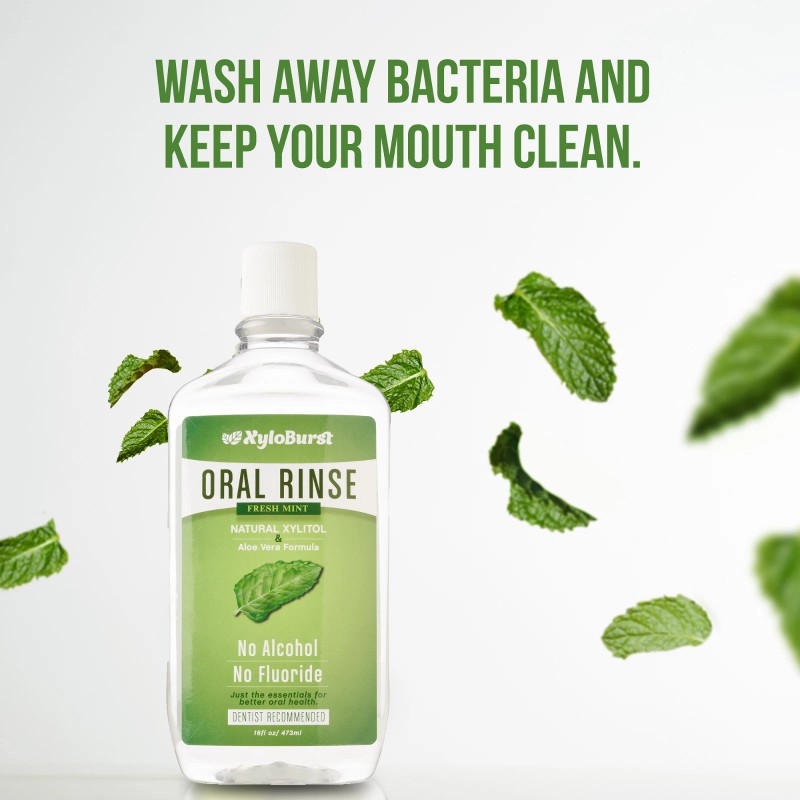 XyloBurst Fresh Breath Oral Rinse Mouthwash w/ Natural Xylitol Alcohol-Free
