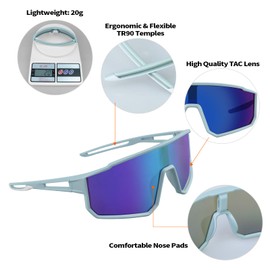 Polarized Kids Sports Baseball Sunglasses Youth Cycle Sun Glasses for Boys Girls Softball Glasses UV400 Protection TR90 Frame, Blue