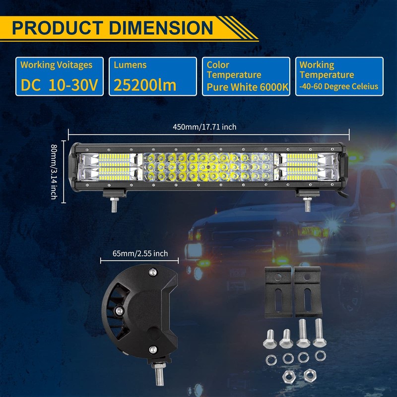 Willpower 18 Inch 252W Led Light Bar Spot Flood Combo