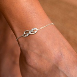 Relveo Silver Ankle Bracelets for Women,Infinity Anklet Bracelet Waterproof Adjustable Anklet,Silver Anklets for Women Girls Jewelry Anklet Set Gifts for Mom Women Girlfriend