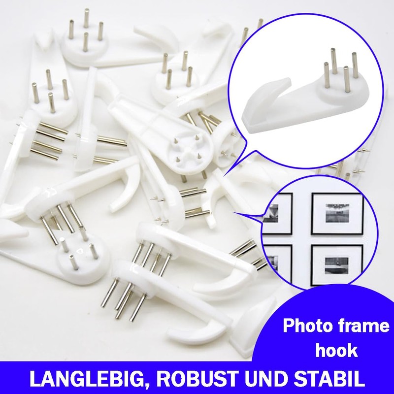 Yosawo 20 Pieces Picture Hooks Non-Trace Hook Plastic Hardwall Hanger