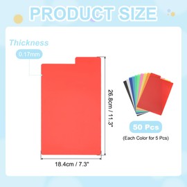 PATIKIL Book Dividers with Tab, 11.3x7.3 Multicolor Plastic Book Binder Index Card Files Dividers Separator with Sticker on for Storage Box Drawer Magazines Album Vinyl Record, 50Pcs