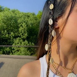 Juego De Anillos Para El Cabello Con Forma De Círculo Tribal Bohemio, Anillos Trenzados Bohemios, Pinzas Para El Cabello Con Trenza Sucia Con Rastas De Concha, Plata 1 Unidad (Paquete De 1
