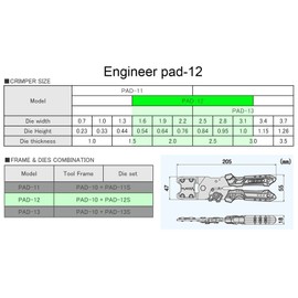 Precision Universal Crimping Tool with Inter-Changeable die Plates (Size M) Handy Crimp Tool. Made in Japan. ENGINEER pad-12