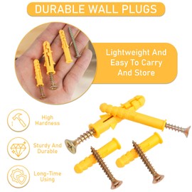 Screws and Wall Plugs Set, 80 Pcs Wall Plugs and Screws (55 x Masonry Screws, 55 x Expansion Anchor Bolts), Heavy Duty Rawlplug for Brick Concrete Drywall Self Tapping Screws and Wall Plugs