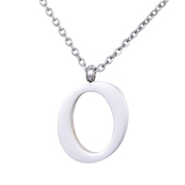 Morella Ladies' Necklace with Letter Pendant, Stainless Steel Silver in Gift Bag, Stainless Steel