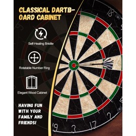 Yirinatek Sisal Dart Board Cabinet Sets, Decorative Dart Boards for Adults