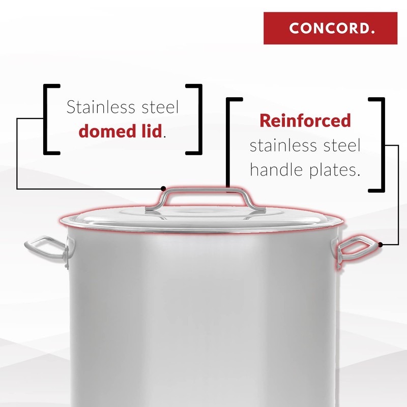Concord Cookware Stainless Steel Stock Pot Kettle, 60-Quart