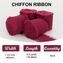 TONIFUL TONIFUL Dark Purple Chiffon Ribbon 1 1/2 Inch 5.5 Yards - Silk Fabric for Gift Wrapping, Wedding Party Decoration, Flower Bouquet, Bows Making, DIY Crafts