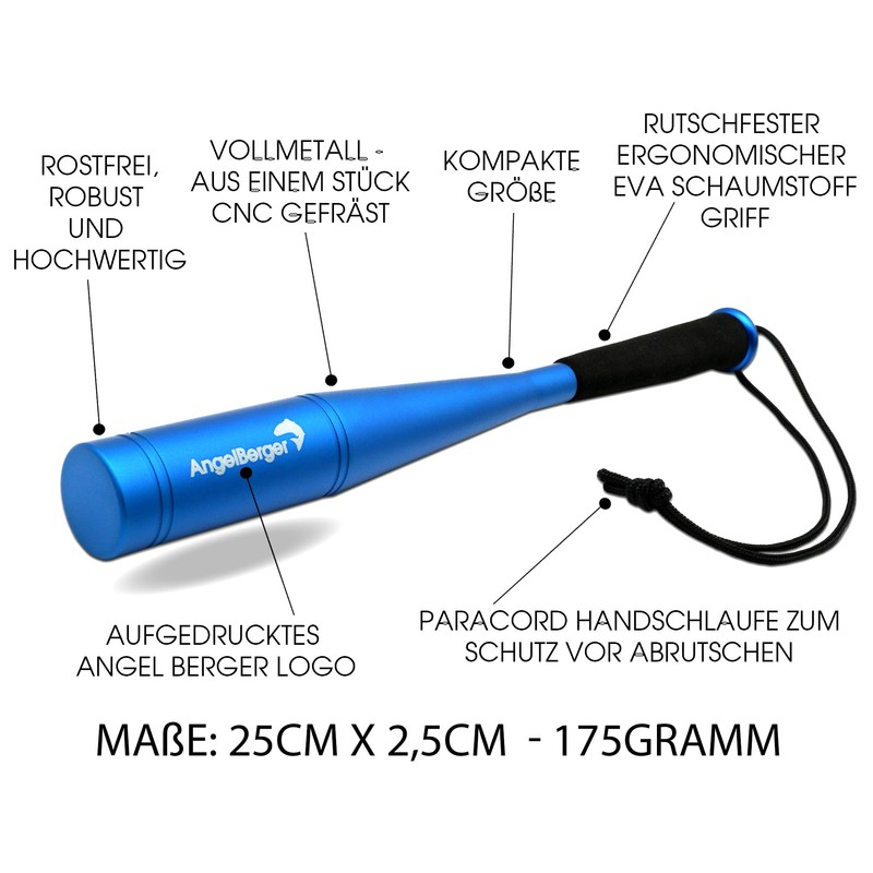 Angel-Berger Deluxe Aluminium Fish Killer with Wrist Strap Fish Duster