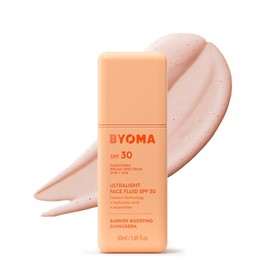 BYOMA SPF 30 Fluido Facial - Protector solar facial ultraligero para todos los tonos de piel - Brillo luminoso, sin residuo blanco - Hidratante SPF fortalece la barrera de la piel - 50 ml