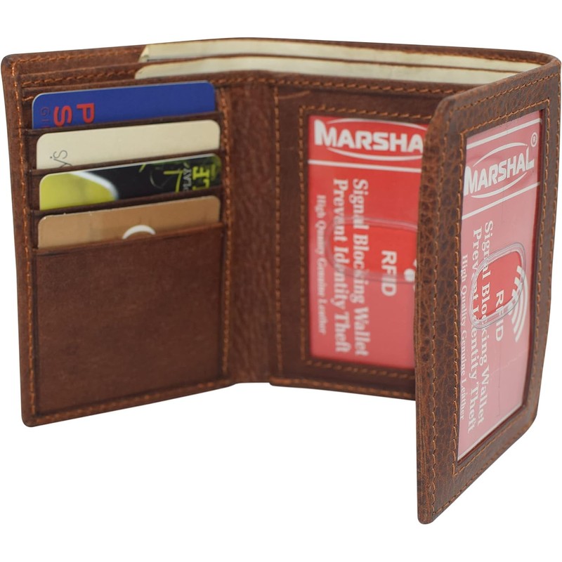 MARSHAL Texas Men's RFID Blocking Genuine Leather Lone Star State