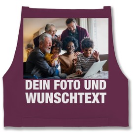 Geschenk mit Namen personalisiert by Shirtracer - Apron - Adult - With Image Own Photo Name Text of Choice, 9 Aubergine
