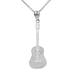 Claddagh Gold Acoustic Guitar Sterling Silver Music Charm Pendant Necklace, 20"