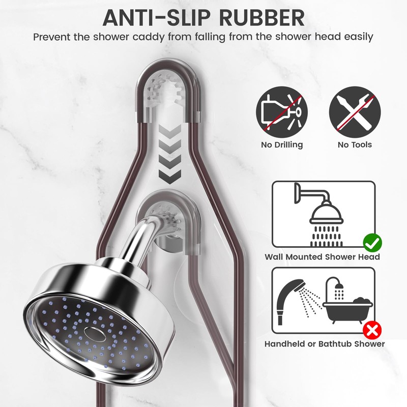 REINHARDT Shower Caddy Hanging Adjustable, Extended Length Rustproof Showers Caddy