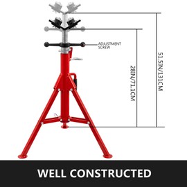 VEVOR Pipe Jack Stand with 4-Ball Transfer V-Head and Folding Legs 2500LB Welding Pipe Stand Adjustable Height 28-52IN 1107A-type Pipe Jacks for Welding