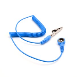QUADRIOS GmbH ESD Protection Spiral Cable Earth Cable 10 mm Push Button Spiral Cable 1.8 m and Adapter Professional Anti-Static Accessory (Standard Compliant EN 61340-5-1) 1903EC013