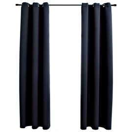 YITHOPI Blackout Curtains with Rings 2 pcs Black 37"x95" Fabric，Window Treatments Drapes for Living Room, Bedroom, for Yard, Patio, Villa, Parlor,