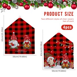 TSLBW 4 Pieces Christmas Chair Covers Christmas Dining Chair Back Covers Decorations Christmas Chair Seat Slip Cover for Xmas Holiday Season Home Kitchen Christmas Decorations (B)