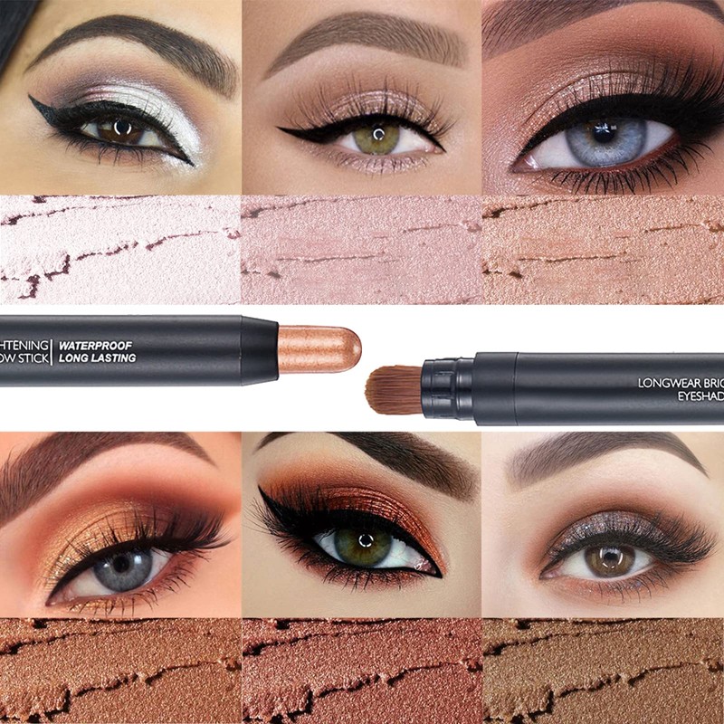 Prreal 6 Color Eyeshadow Stick, 2 in 1 Dual End