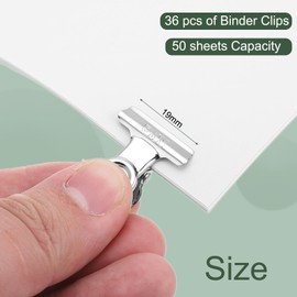 M&G 36Pack Binder Clips, 19mm Stainless Steel Small Hinge Paper Clip Metal Hinge Clamps for DIY Crafts, Paintings, Drawings, Photos Home Office Supplies