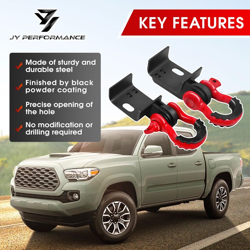 JY PERFORMANCE Front Demon Tow Hook Brackets with 3/4in Shackle