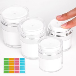 4PCS airless pump bottle,airless pump jar,moisturiser pump dispenser,travel pump bottles for toiletries,cream jar vacuum bottle,skincare pump container,skincare face cream pump dispenser 2x15ml,2x30ml