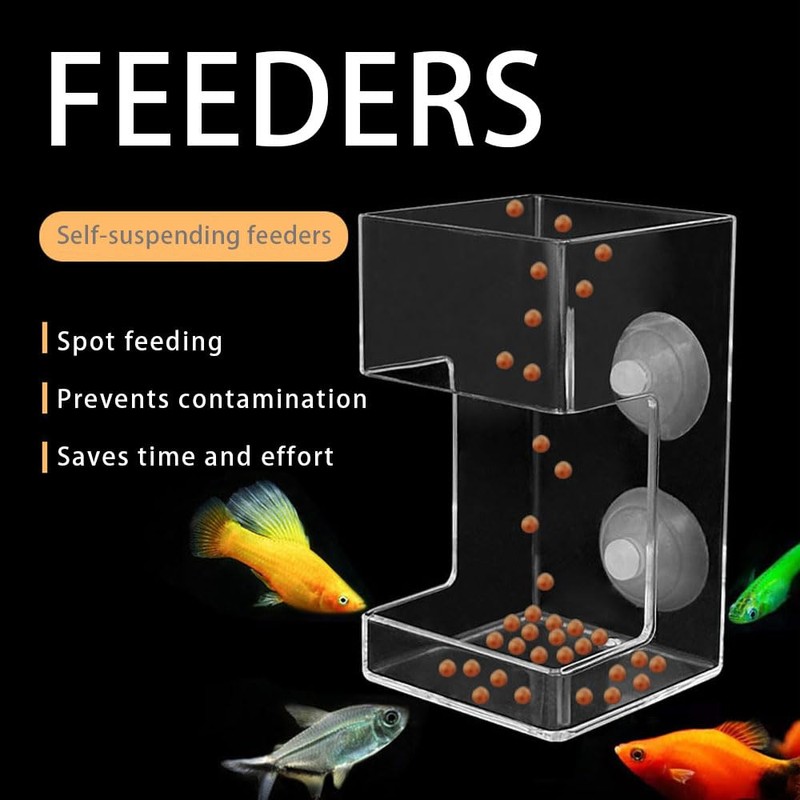 Dbeans Flourithing Fish Feeder Square-Shaped Automatic Fish Feeders Reduced Filter
