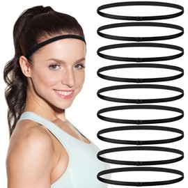 9 Piezas Diadema Deportiva Elástica Negra Antideslizante para Correr Yoga y Fútbol Banda para Cabello Unisex Accesorios de Ejercicio